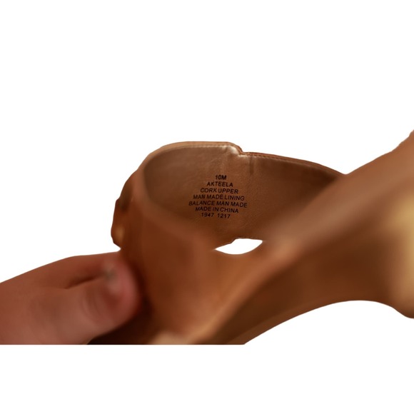 Anne Klein Akteela Cork Gold Slip On Sandals Heels Size 10 M - Picture 4 of 5